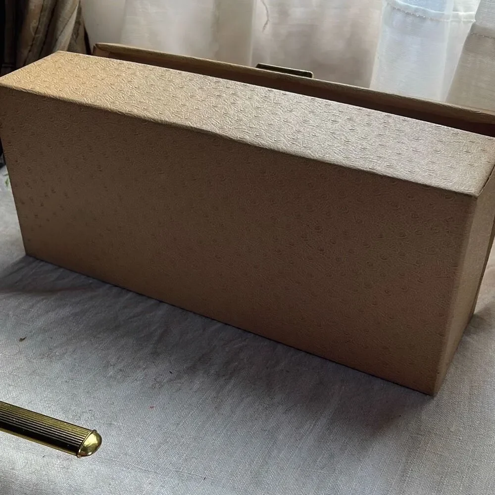 VTG Midcentury vanity set Art Nouveau styles brush & mirror in box.